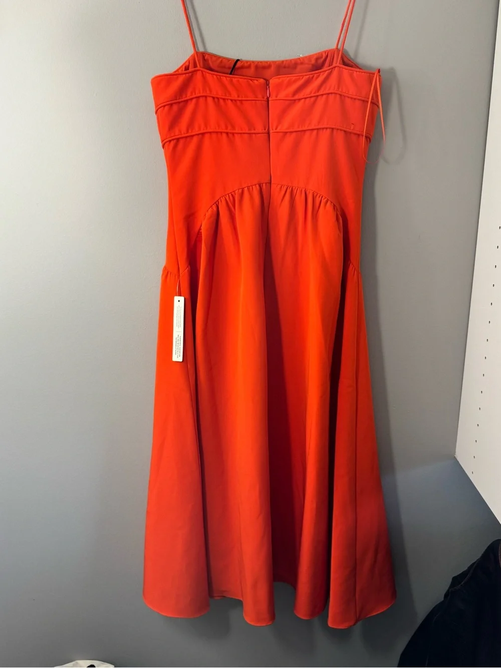 AMUR Bright Orange Spaghetti-Strap Midi Dress (Oliver Cady Mid) - Picture 5 of 8